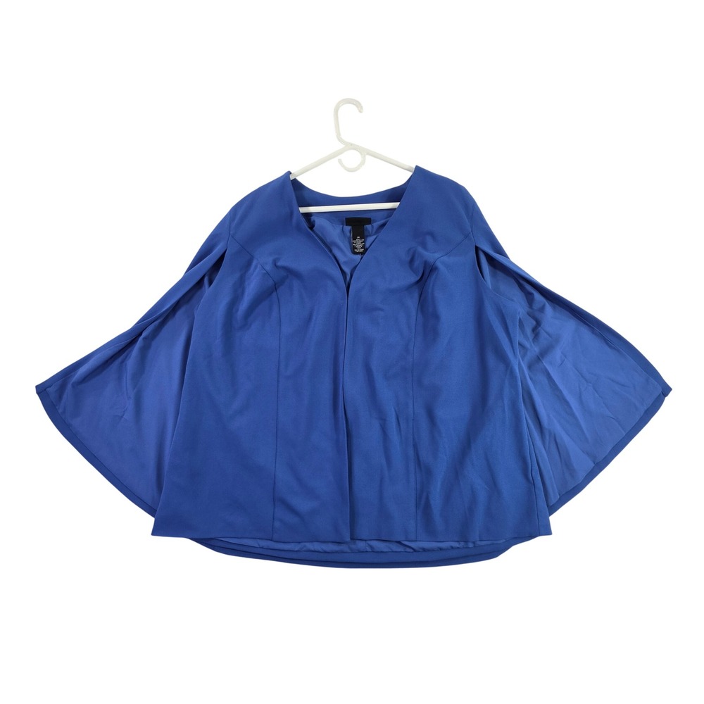 Catherines 2X Blue Cape Blazer Split Sleeve Open Front Career Plus Size Coat NWT